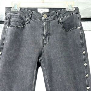 PS PARKER SMITH 26 Skinny Jeans Raw Step Hem Star Studded Seam Crop Faded Black